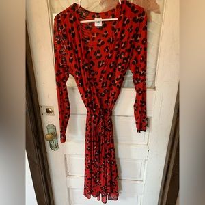 Long sleeve midi wrap dress size Medium